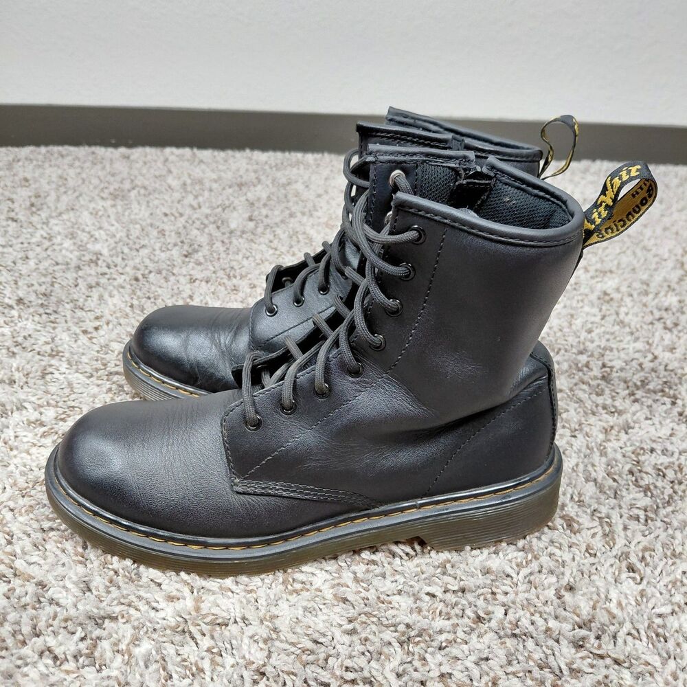 Dr. Martens 1460 Original Leather Lace Up Boots Womens Size 7 Black Side Zip
